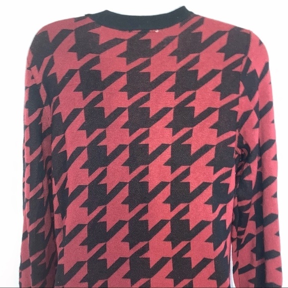 NWT Harlow & Rose Sweater Dress Large Houndstooth Print Red Black M - Picture 6 of 8